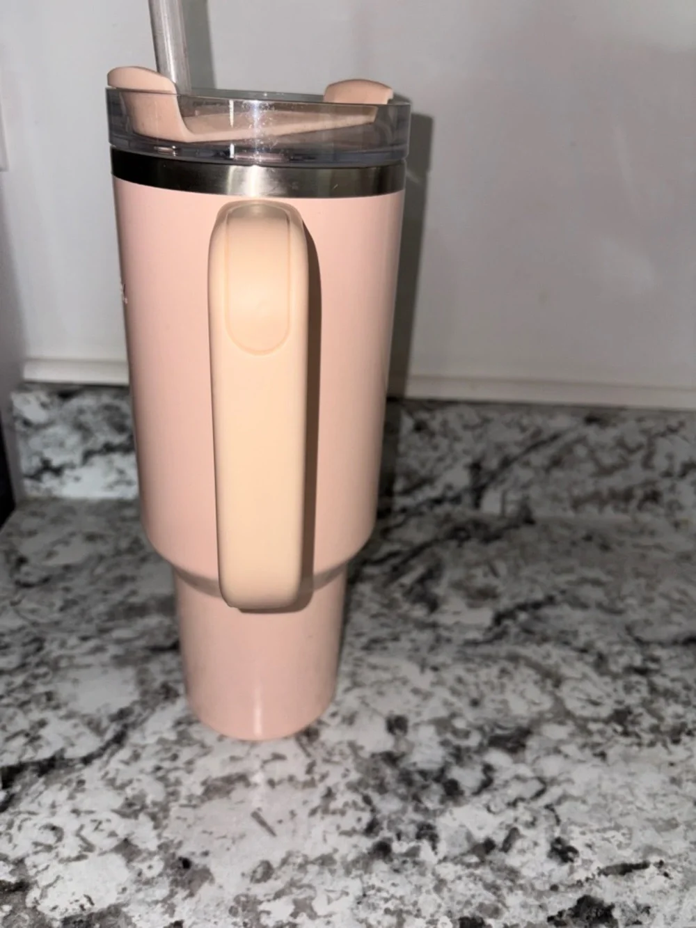 Stanley Peach Pink Insulated Travel Mug with Handle - Picture 5 of 6